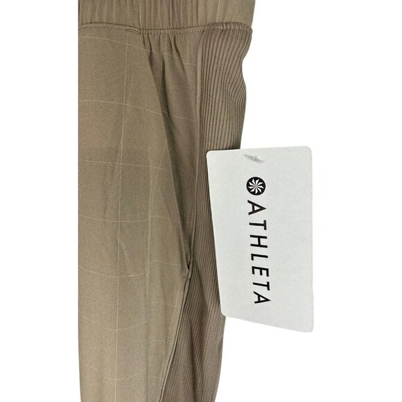 Athleta Womens Brooklyn Textured Jogger Pants Khaki Windowpane Size 24 NWT $98 - Picture 4 of 6